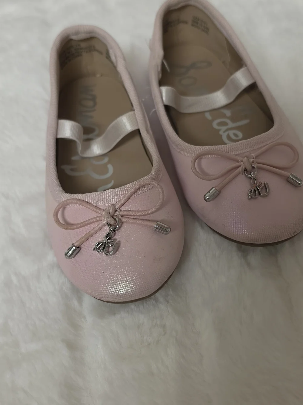 Sam Edelman Girls' Light Pink Bow Ballet Flats